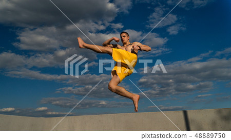 Tricking on the street. Martial arts 48889750