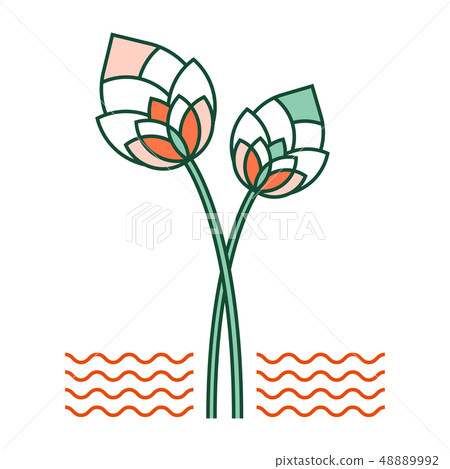 Lotus flower LineColor illustration 48889992
