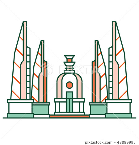 Democracy monument LineColor illustration 48889993