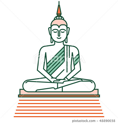 Buddha statue LineColor illustration 48890038