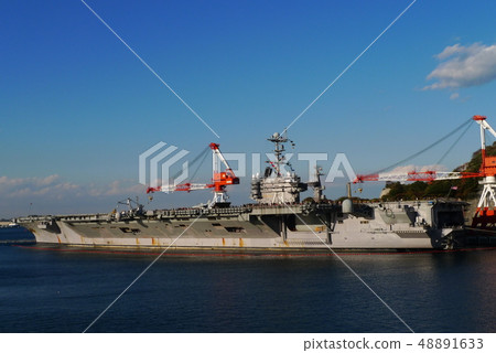 Nuclear aircraft carrier George Washington anchored at Yokosuka base Nuclear aircraft carrier George Washington anchored at Yokosuka base 48891633