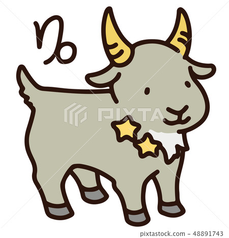 A simple and cute illustration of a capricorn with main line 48891743