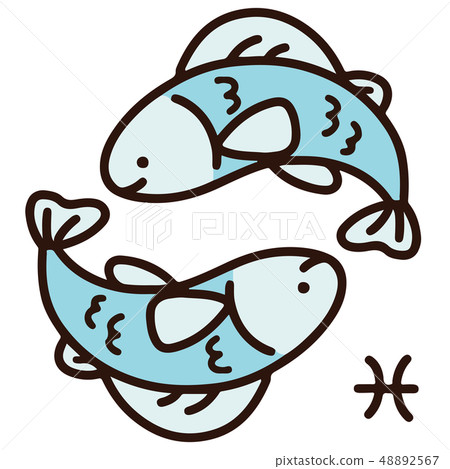主線簡單可愛的閃閃發光的雙魚座的插圖 48892567