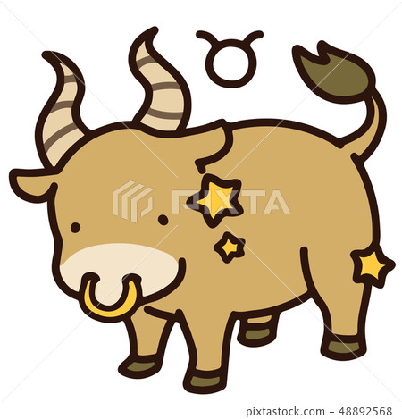 Simple and cute illustration of Taurus with main line 48892568