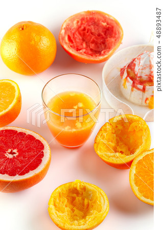 freshly squeezed citrus juice. Orange and grapefruit 48893487