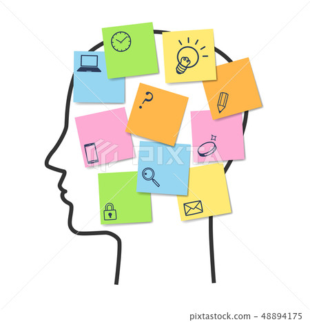 Person's face and sticky note business icon Person's face and sticky note business icon 48894175
