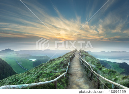 Mountain landscape Ponta Delgada island, Azores Portugal Mountain landscape Ponta Delgada island, Azores Portugal 48894269