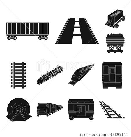Vector design of railroad and train icon. Set of railroad and way stock vector illustration. 48895141