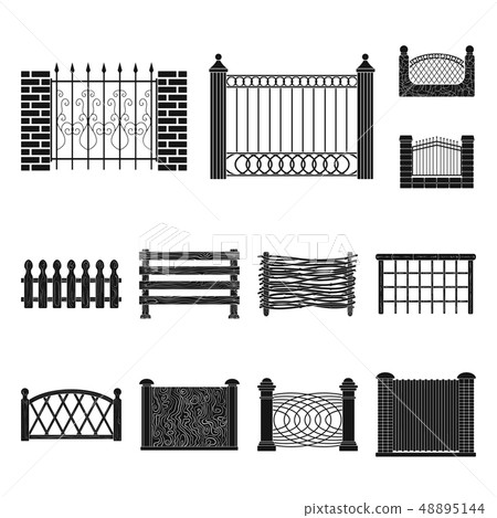 Isolated object of gate and fence sign. Collection of gate and wall stock vector illustration. Isolated object of gate and fence sign. Collection of gate and wall stock vector illustration. 48895144
