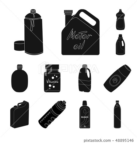Isolated object of plastic and container logo. Collection of plastic and packaging stock vector 48895146