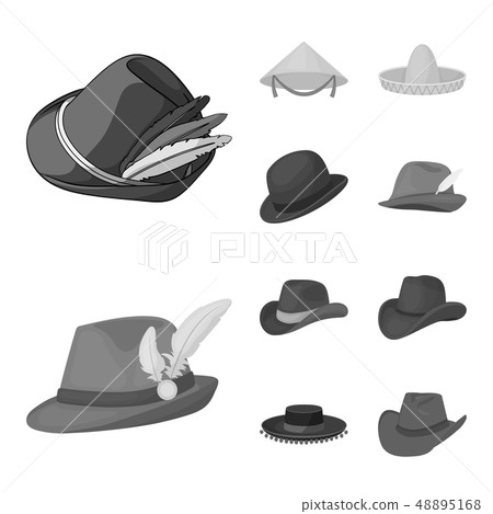 Isolated object of hat and cap sign. Set of hat and model stock symbol for web. Isolated object of hat and cap sign. Set of hat and model stock symbol for web. 48895168