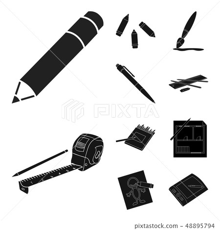 Isolated object of pencil and sharpen symbol. Set of pencil and color stock symbol for web. Isolated object of pencil and sharpen symbol. Set of pencil and color stock symbol for web. 48895794