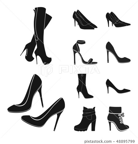 Vector illustration of heel and high icon. Set of heel and stiletto stock symbol for web. 48895799
