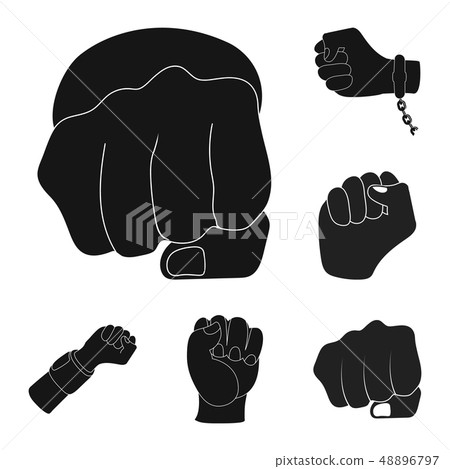 Vector illustration of fist and punch icon. Collection of fist and hand stock symbol for web. Vector illustration of fist and punch icon. Collection of fist and hand stock symbol for web. 48896797