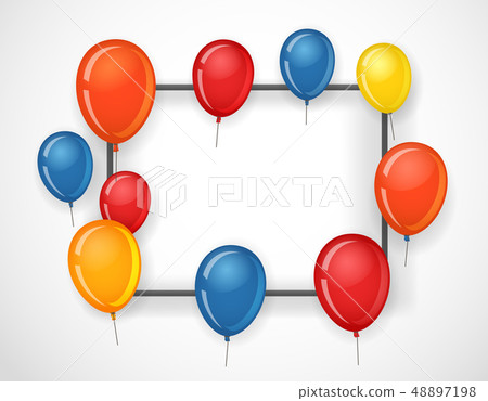 Empty frame with color balloons. Party 48897198