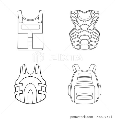 Vector design of flak and jacket sign. Set of flak and body stock symbol for web. 48897341