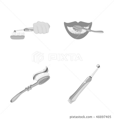 Isolated object of toothpaste and brush sign. Set of toothpaste and clean stock symbol for web. 48897405