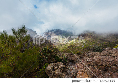 Serpentine road into fabulous Masca village in gorge most visited tourist place Serpentine road into fabulous Masca village in gorge most visited tourist place 48898455