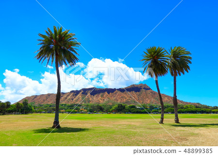 從卡皮歐拉尼公園(夏威夷)看到的鑽石頭 從卡皮歐拉尼公園(夏威夷)看到的鑽石頭 48899385