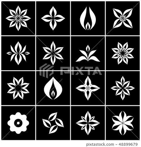 Floral icons. Design elements set. Symbolic Floral icons. Design elements set. Symbolic 48899679