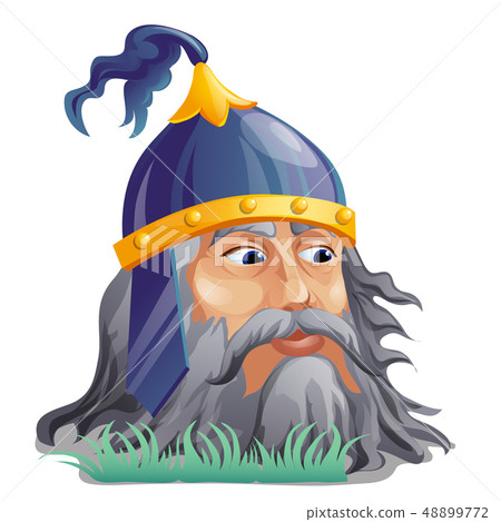 Separate living head of epic hero of Russian folklore and folk tales isolated on white background 48899772