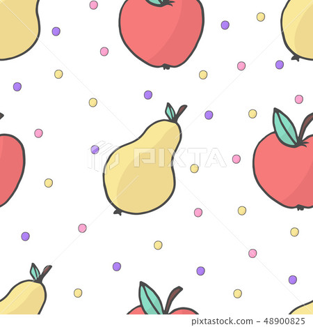 Vector seamless pattern of fruit - apple and pear - Stock Illustration ...
