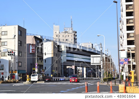 Cityscape around Nishi-Sugamo Station in Toshima Ward and Metropolitan Expressway Central Circular Route Cityscape around Nishi-Sugamo Station in Toshima Ward and Metropolitan Expressway Central Circular Route 48901604