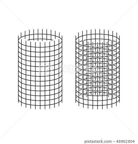 Netting roll illustration. Steel wire mesh sign. Netting roll illustration. Steel wire mesh sign. 48902804