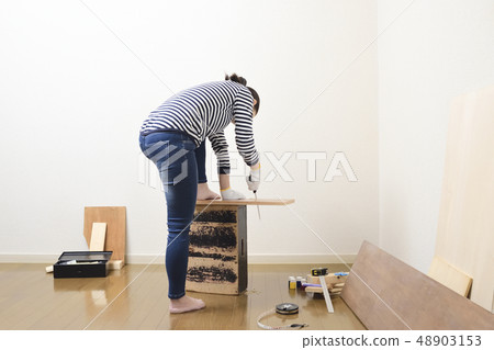 DIY wood cutting woman DIY wood cutting woman 48903153