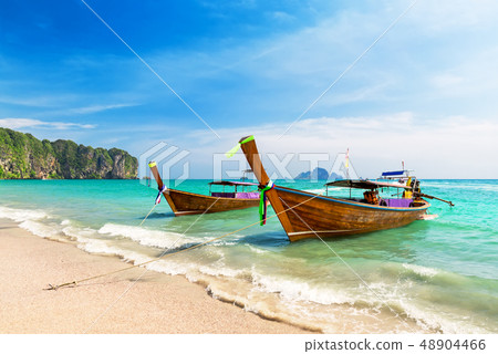 Thai traditional wooden longtail boat and Thai traditional wooden longtail boat and 48904466