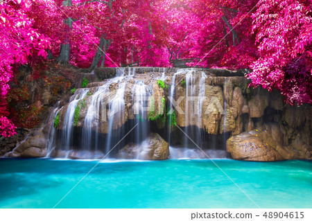 Deep rain forest jungle waterfall 48904615