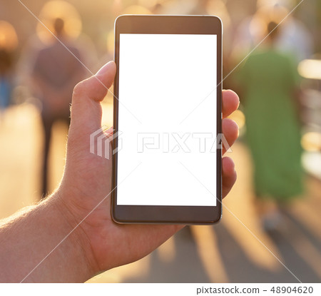 Man using mobile smart phone with blank white Man using mobile smart phone with blank white 48904620