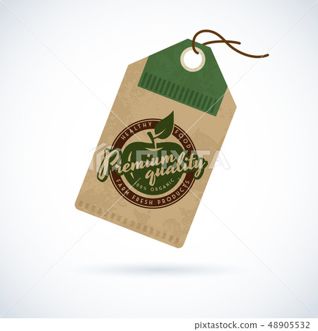 Natural organic food label on vintage paper - Stock Illustration ...