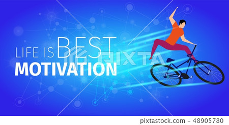 Cyclist Bicyclist Man Doing Extreme Trick on Bike 48905780