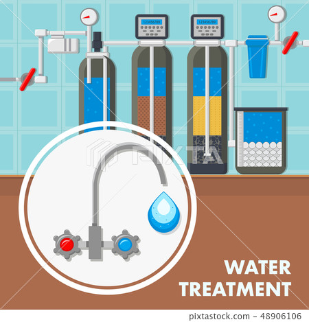 Water Treatment System Color Vector Web Banner Water Treatment System Color Vector Web Banner 48906106