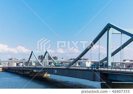 （東京都市景觀）從荒川銀行看到的柏市橋和都市高速公路2 48907355