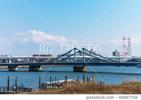 （東京都市景觀）從荒川銀行看到的柏市橋和大都會高速公路1 48907356