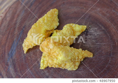 Fried dumplings,chinese food on wooden table. Fried dumplings,chinese food on wooden table. 48907950
