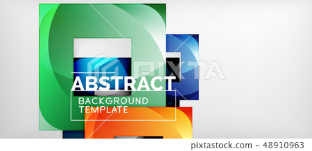 Abstract geometric background. Glossy square shapes composition on grey, minimalistic style template 48910963