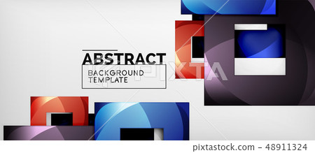 Square background, abstract squares on grey, business or techno template 48911324