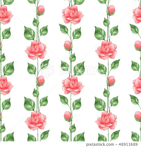 Floral seamless pattern with flowers red roses - Stock Illustration ...