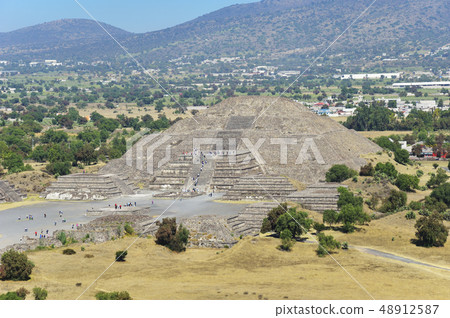 The Pyramid of the Moon as Seen from the Pyramid of the Sun (Mexico) The Pyramid of the Moon as Seen from the Pyramid of the Sun (Mexico) 48912587