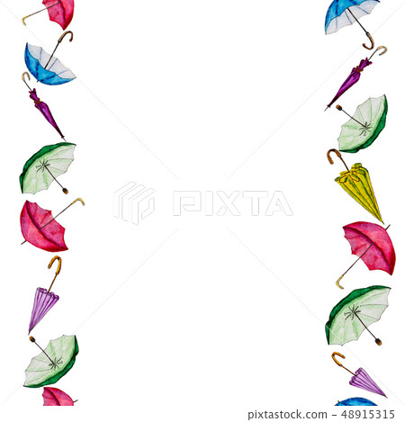 Watercolor seamless pattern of colorful umbrellas. 48915315