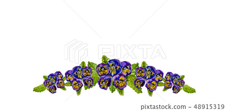Watercolor card with purple pansies. Watercolor card with purple pansies. 48915319