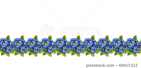 Seamless watercolor pattern of blue pansies. Seamless watercolor pattern of blue pansies. 48915322