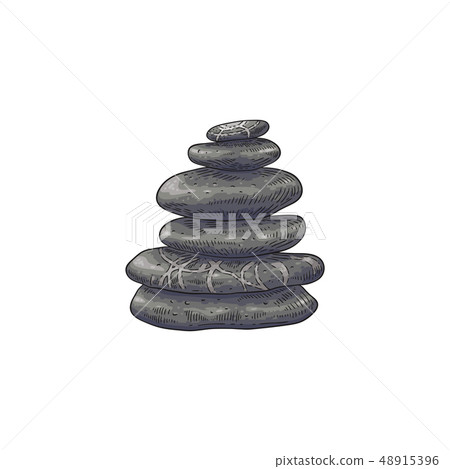 Spa stones in stack vector illustration in sketch style. 48915396
