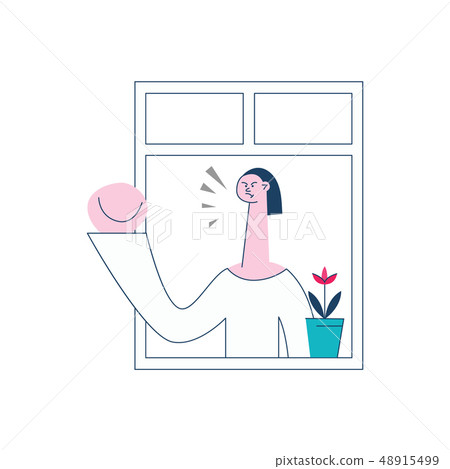 Vector angry woman threaten gesture of the window Vector angry woman threaten gesture of the window 48915499