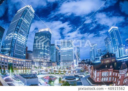 Tokyo station and business district seen from KITTE Tokyo station and business district seen from KITTE 48915562
