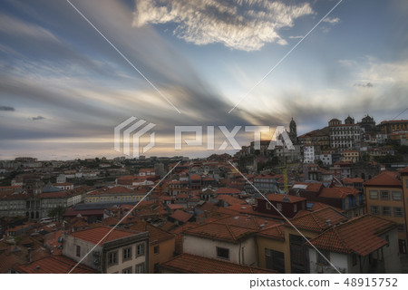 Sunset in Porto under red roofs, Portugal. 48915752