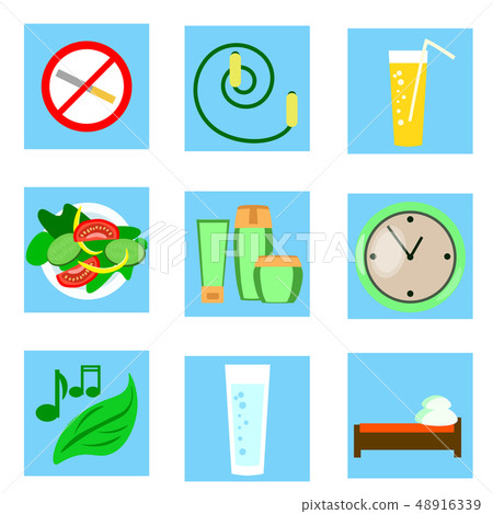 A vector set of icons illustrating healthy style A vector set of icons illustrating healthy style 48916339